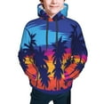 thumbnail image 5 of Kll Unisex Kids Boys Girls Hooded Pocket Pullover Hoodies-Beach With Palm Trees, 5 of 9
