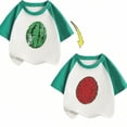 thumbnail image 2 of EnJoCho Toddler Color Blocking Blouse Kids Boys Girls Unique Gifts Children Changing Flip Sequins T Shirt Watermelon Tops Short Sleeve Crewneck Summer Clothes, 2 of 3