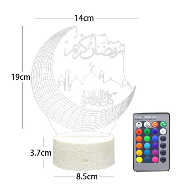 Luces Led De Noche Acrílicas 3D Para El Hogar, Luces De Escritorio, Luna, Estrellas, Control Remoto, Lámpara Colorida, Decoración De Fiesta, Regalos De Ramadán Musulmán Advancent HA017669-00