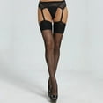 thumbnail image 1 of Porte-jarretelles Bas Noirs Dentelle Femmes 4 Sangles avec Bas pour Cuisses Lingerie Élégante, 1 of 5