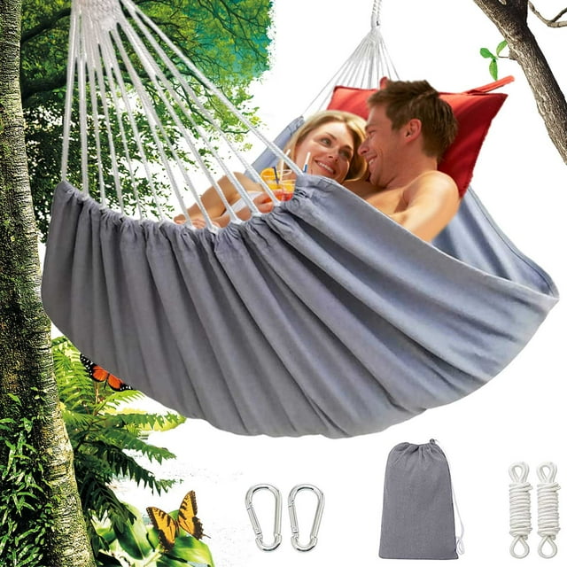 Fiudx Hamaca de Jardín, Cómoda Cama Colgante de Tela, Diseño Robusto Que Soporta Hasta 300 Kg, Incluye Bolsa de Viaje Portátil, Ideal para Relajarse Al Aire Libre, Ideal para Amantes de La Naturaleza