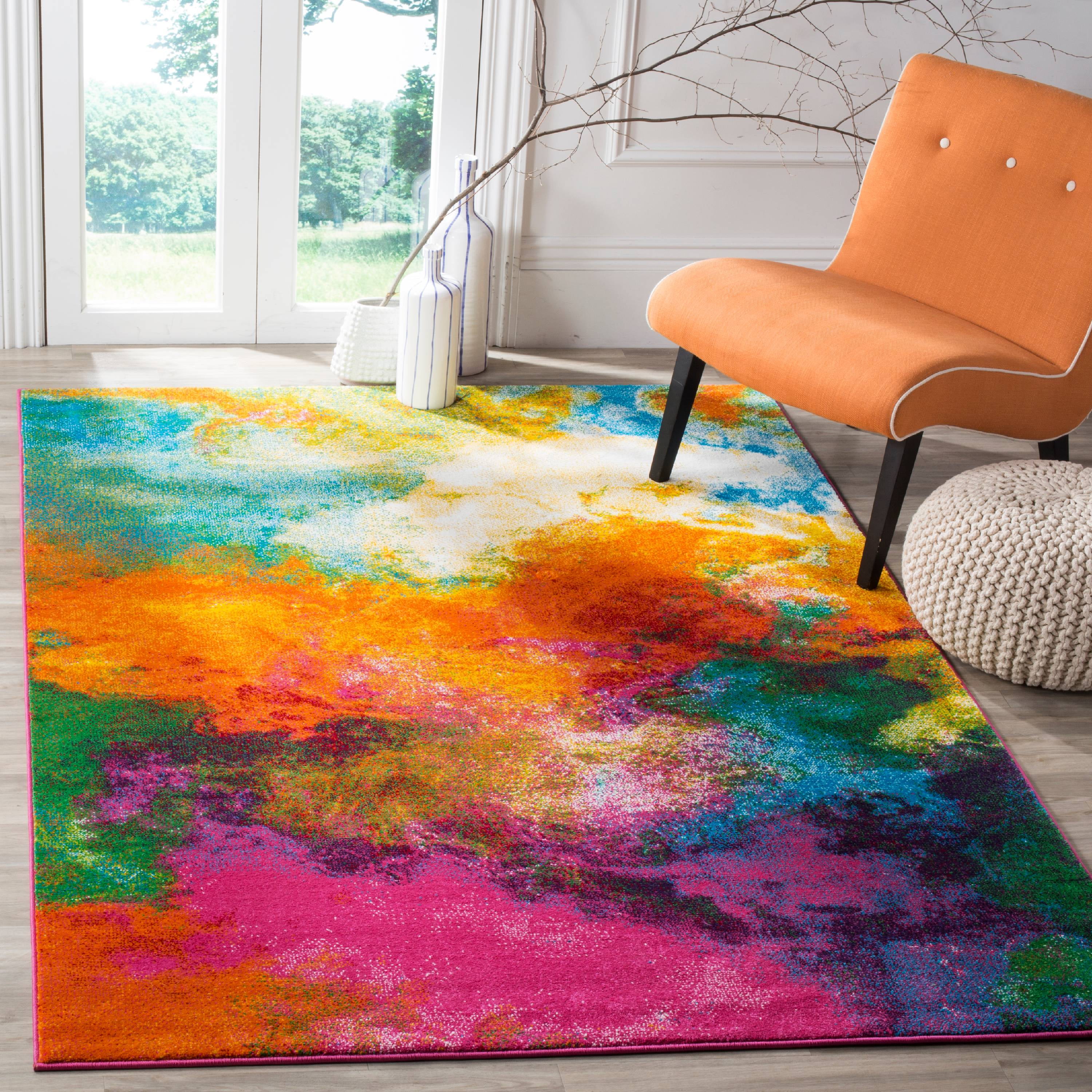 Safavieh Watercolor Allison Abstract, 5×5 Square Rug