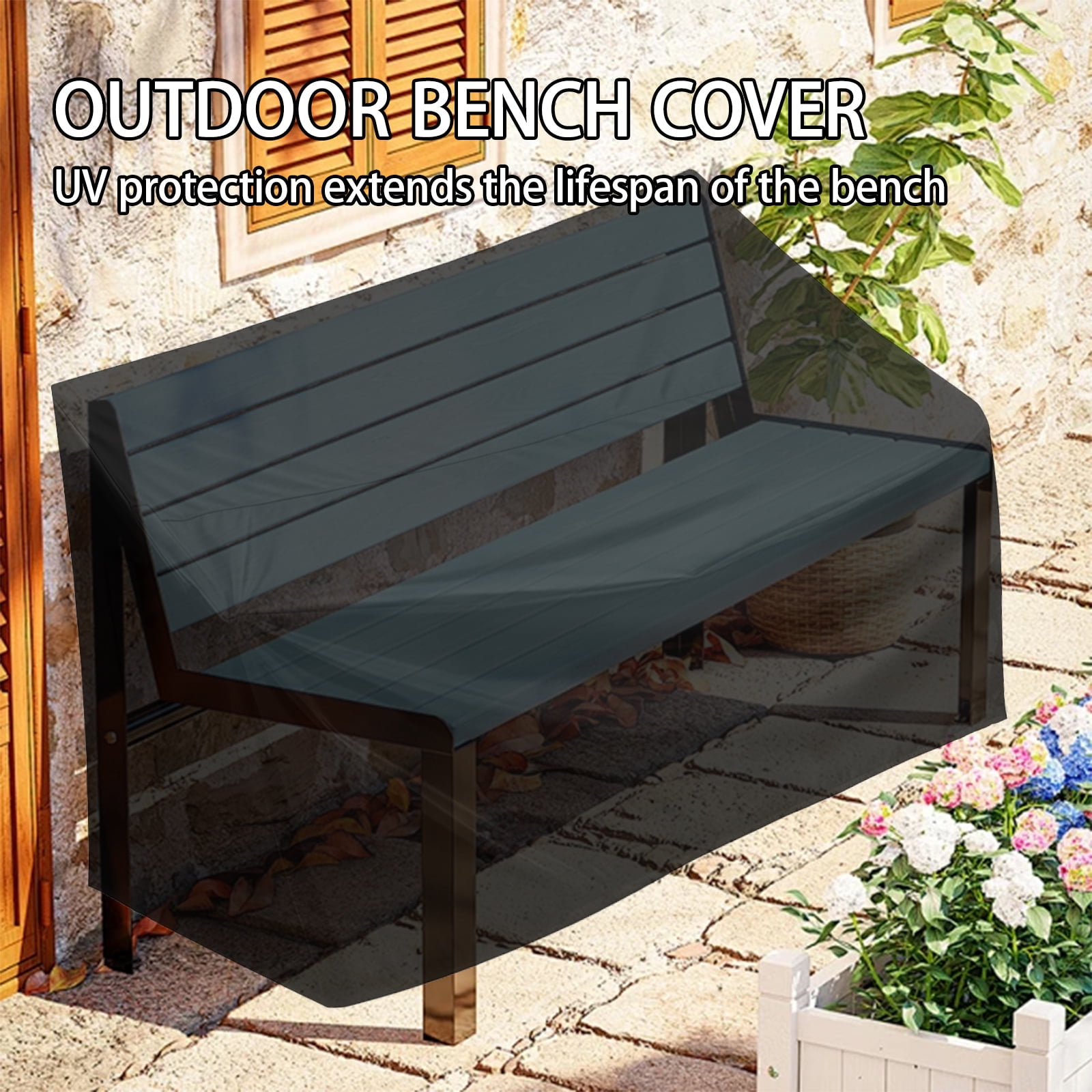 Outdoor Bench Cover Waterproof UV Protection Patio Bench Covers Heavy Duty Oxford Outdoor Furniture Covers for Garden Entryway Backless Sofa Chair Table