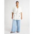 thumbnail image 3 of Scoop Women's and Women's Plus Crepe Slouchy Double Breasted Blazer, Sizes XS-4X, 3 of 5