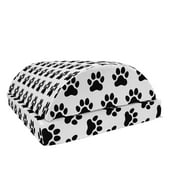 Paw Print Foot Rest, Symmetric Continuous Pattern of Pet Lover Conceptual Animal Marks, Non-Slip Backing Adjustable Ergonomic Memory Foam Leg Support for Office, Charcoal Grey and White, by Ambesonne
