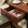 thumbnail image 6 of Leick Home Ironcraft Solid Wood Nightstand with Drawer and Shelf, Mission Oak/Black Metal, 6 of 18