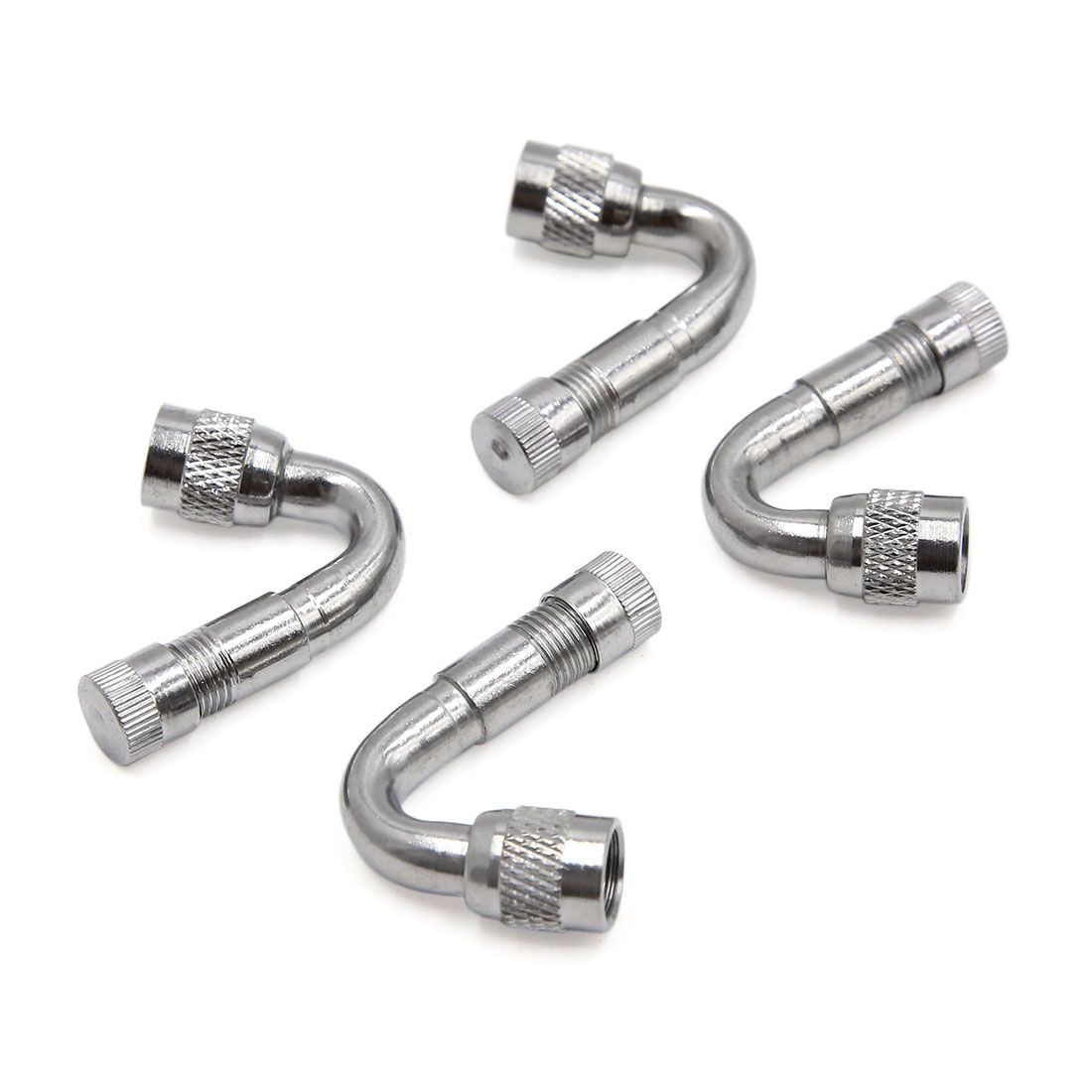 4 Pcs Silver Tone 45 Degree Bent Car Vehicle Wheel Rim Tire Valve Stem