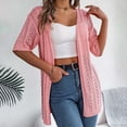 thumbnail image 2 of Cardigan For Women Dressy Solid Color Crochet Short Sleeve Knit Open Front Sun Cover Up Fall Casual Elegant Shrugs, 2 of 5