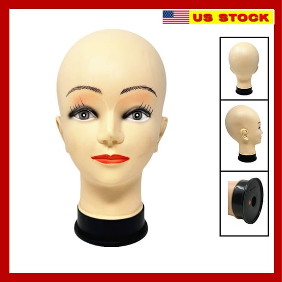 Female Bald Mannequin Doll Head for Wig Making & Displaying for Hats & Eyeglasses