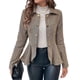 thumbnail image 1 of Elegante Blazer para Mujer, para Oficina, Trabajo, Negocios, con Dobladillo Peplum, Chaqueta Abierta con Diseño de Camello L, 1 of 10