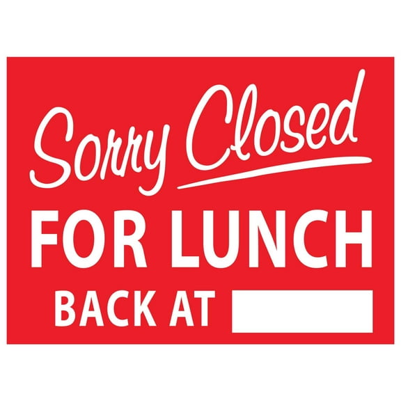 Sorry Closed For Lunch Back At Sign Metal Aluminum Sign 8x12 Inches Caution Danger Safety Security Warning Notice Signs