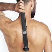 Groom Essentials Mens Rechargeable Back Electric Shaver with Extendable Folding Handle, Black GEMS108L