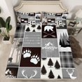 thumbnail image 2 of Homewish Safari Deer Queen Sheet Sets,Rustic Farmhouse Cabin Flat Sheet,Cute Bear Paws Queen Fitted Sheet For Teens Girls,Super Cozy Room Decor,4 Pieces, 2 of 7