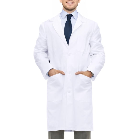 NY Threads Professional Lab Coat for Men Long Sleeve Poly Cotton Medical Coat 1 Pack, Medium, White