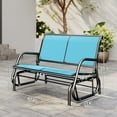 thumbnail image 2 of BOBOKY 2-Person Outdoor Glider Bench, Patio Double Swing Rocking Chair Loveseat w/Powder Coated Steel Frame for Backyard Garden Porch,Blue, 2 of 9