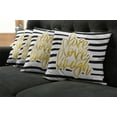 thumbnail image 5 of Ambesonne Live Laugh Love Throw Pillow Cover 4 Pack, Stripes Text, 24", Yellow White and Black, 5 of 5