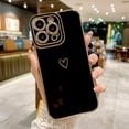 thumbnail image 4 of Compatible with iPhone 14 Pro Max Case Cute, Luxury Plating Heart Phone Case, Electroplated Edge Bumper Case for Women Girls Soft TPU Shockproof Camera Protective Back Cover - Black, 4 of 10