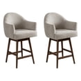 thumbnail image 2 of Jaxon Brown Solid Wood Upholstered 26" Counter Height Swivel Barstool with Morning Fog Fabric Seat - Set of 2, 2 of 10