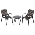 thumbnail image 3 of SYTHERS Patio Bistro Table Set, 3-Piece Outdoor Furniture Set with Stackable Patio Dining Chairs and Glass Table, Black and Coffee Color Scheme, 3 of 9