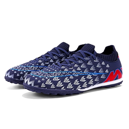 Men's Soccer Shoes Comfortable Athletic Soccer Cleats Professional Spikes Lowtop Soft touch Blue 40