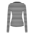 thumbnail image 6 of Aboser Striped Long Sleeve T Shirts for Women Y2k Clothes Slim Fit Basic Tees Casual Round Neck Tshirts Cozy Soft Undershirts Black L, 6 of 7