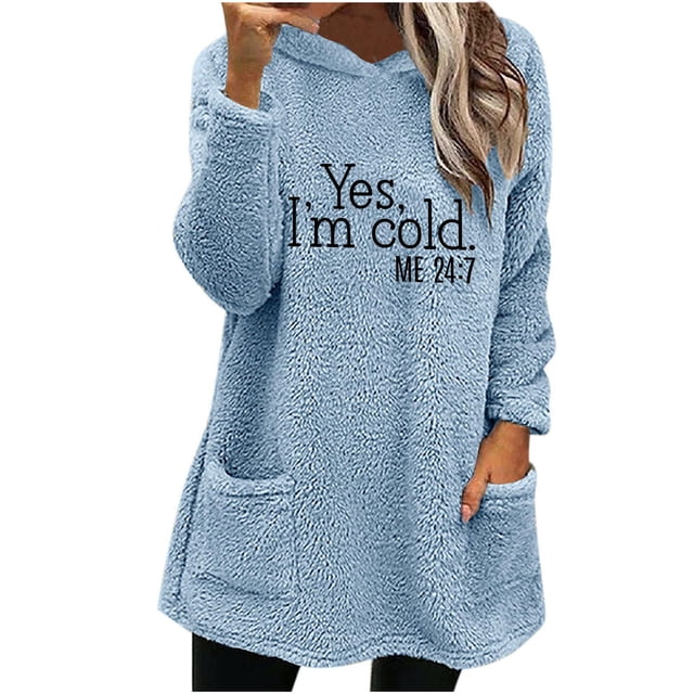 Bowake Sweat à Capuche Confortable pour Femmes Manches Longues Sweat à Capuche en Polaire d'Hiver avec Poches