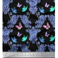 thumbnail image 1 of Soimoi Rayon Fabric Butterfly & Wildflower Floral Print Fabric by Yard 42 Inch Wide, 1 of 1