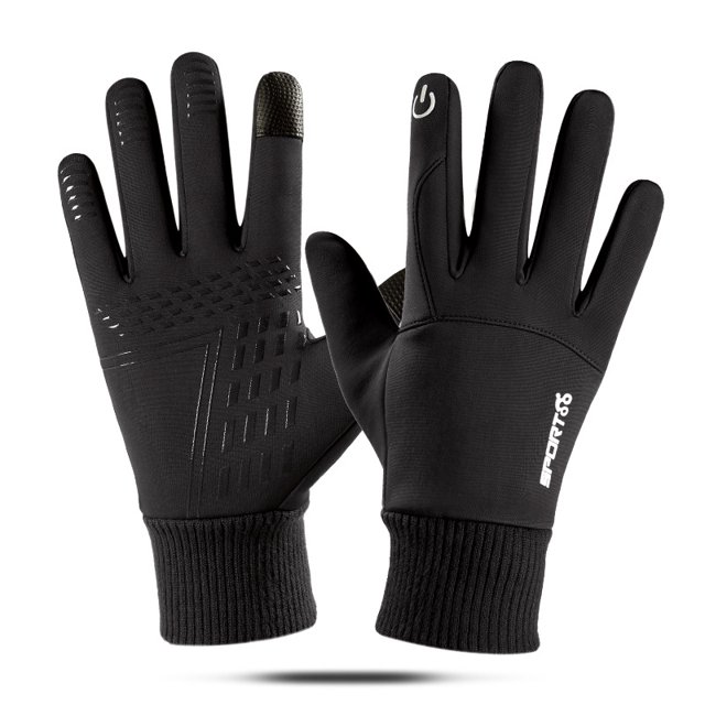 Guantes impermeables para ciclismo al aire libre para hombre, con pantalla táctil, forro polar de invierno, cálidos, antideslizantes, para montañismo, de silicona, para ciclismo
