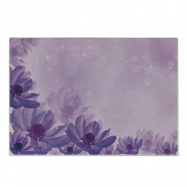 Anemone Flower Cutting Board, Dreamlike Composition with Anemone Magic Petals Blossoms, Decorative Tempered Glass Cutting and Serving Board, Small Size, Magenta Lavender, by Ambesonne