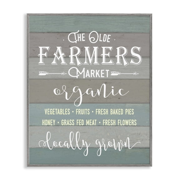 Stupell Industries Rustic Lodge Olde Farmers Market Gray Framed Giclee Art, 16 x 20, by Lettered and Lined