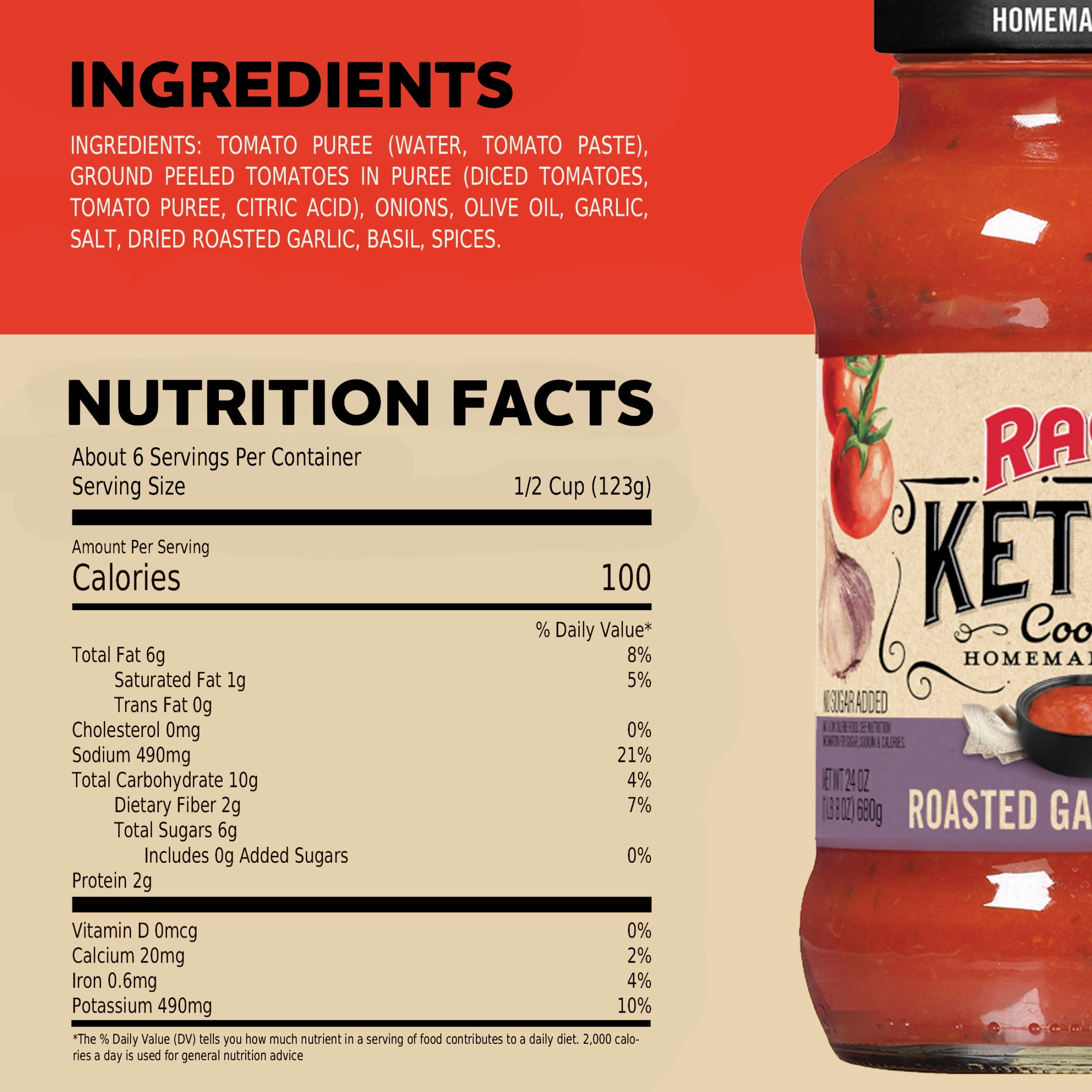 (2 pack) RAGU Kettle Cooked Roasted Garlic Pasta Sauce, 24 oz