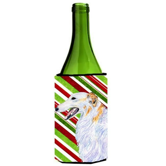 Borzoi Candy Cane Holiday Christmas Wine Bottle  Hugger - 24 oz.