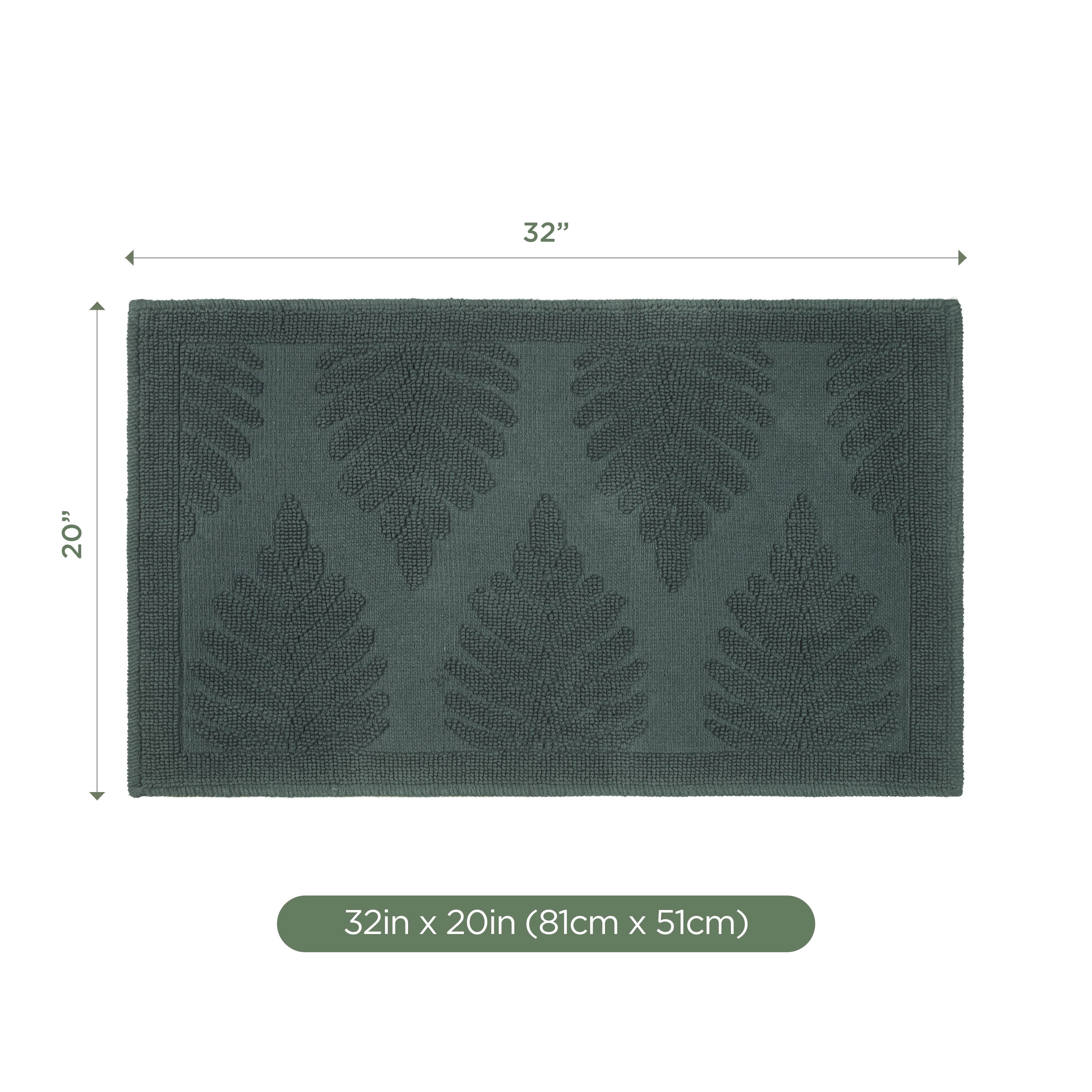 Martex Restore Fern Cotton Bath Rug, 20" x 32", Jade