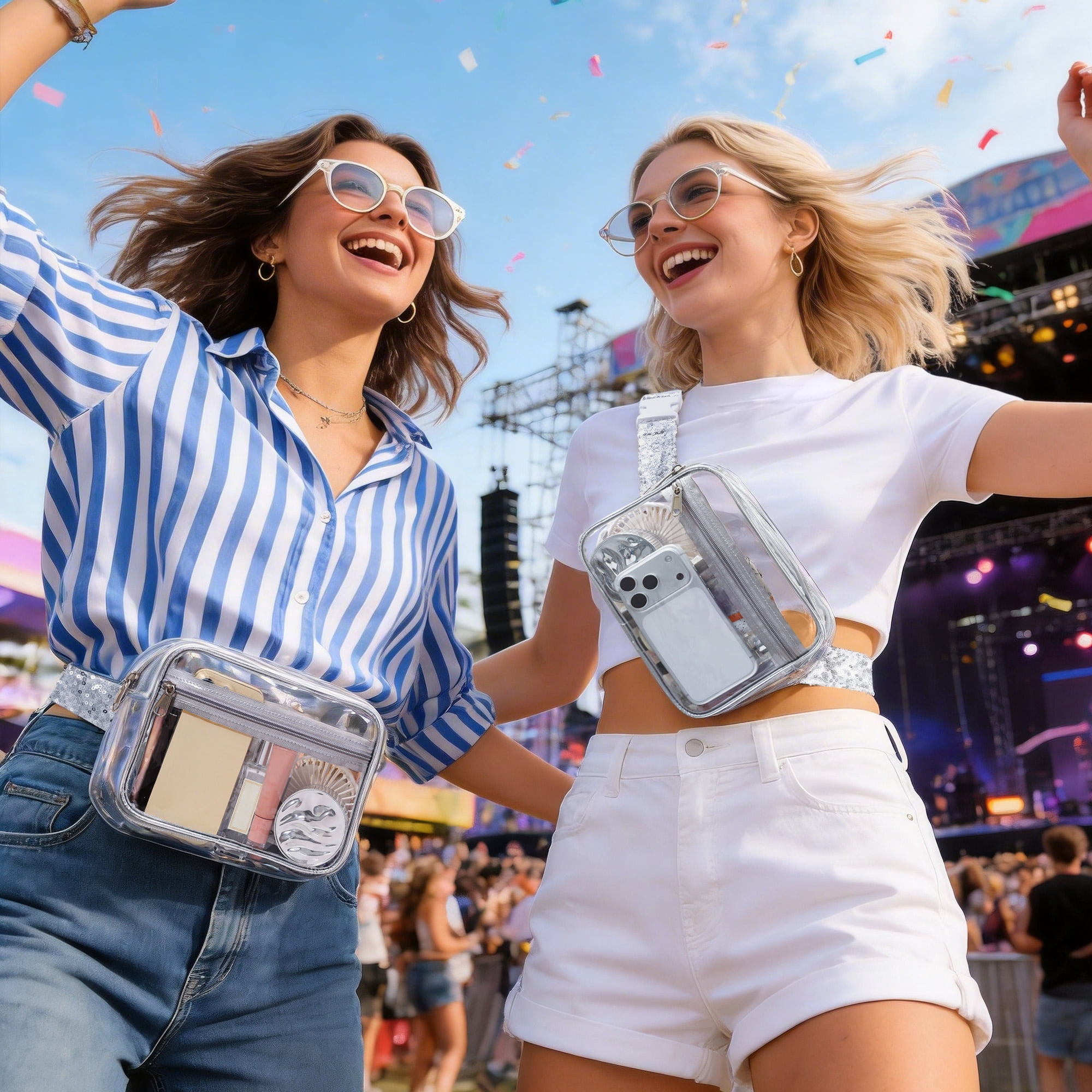 Adjustable Transparent Fanny Pack, Clear, Outdoor & Festival Use, by Way To Celebrate