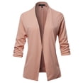 thumbnail image 2 of A2Y Women's Open Front Crepe Stretchable 3/4 Sleeve Office Blazer Jacket Peach S, 2 of 6