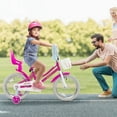thumbnail image 4 of Costway 16" Kids Bicycle with Basket Doll Seat Colorful Streamers Training Wheels Pink, 4 of 11