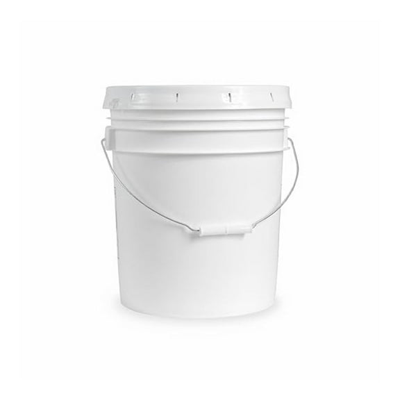 5 Gallon White Plastic Buckets with Lids & Handles - Set of 6 - Food Grade HDPE - Heavy Duty - .09" Thick - All Purpose - Industrial & Home Use