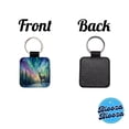 thumbnail image 4 of Deer And Northern Lights Watercolor Faux Leather Square Keychain, 4 of 7