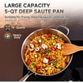 thumbnail image 3 of 5 Quarts Tri-Ply Stainless Steel Saute Pan wih Lid, 12 Inch Deep Frying Pan, Cooker,Induction Cooking Pan,Dishwasher and Oven Safe,Detachable Handle., 3 of 7