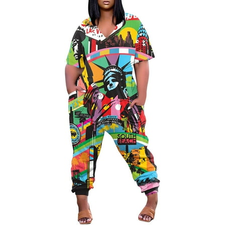 

Rompers For Women Fashion V Neck Jumpsuits For Women Short Sleeve Jumpsuits With Pockets Wide Shorts Rompers