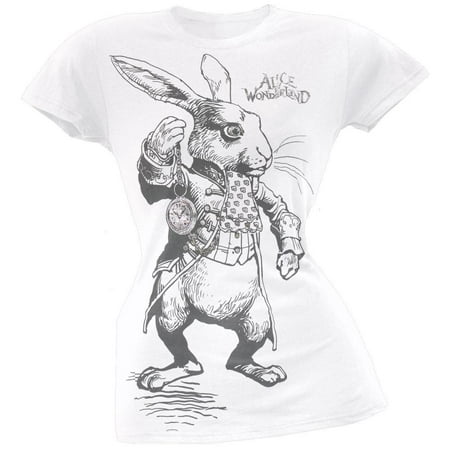 Alice In Wonderland - White Rabbit Juniors T-Shirt
