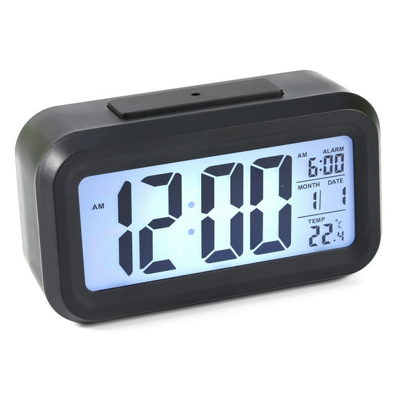 LED Backlight Digital Snooze Desk Alarm Clock Temperature Calendar Display Local