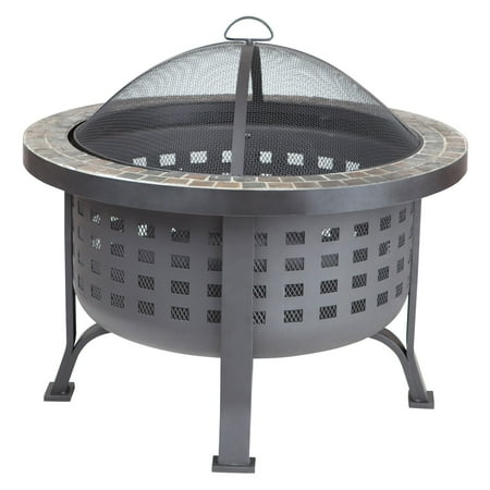 Fire Sense - Alpina Round Slate Top Fire Pit - Black