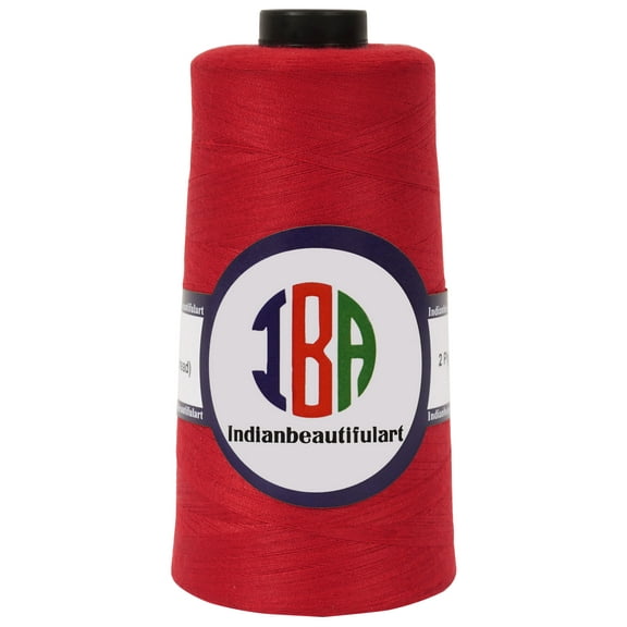 IBA Indianbeautifulart All-Purpose Sewing Thread 5000 Yard Spools 100% SpunPolyesterCone Connecting Serger Thread For DIY Crafts, Over Lock,Hand StitchingPack Of 1 (Red)