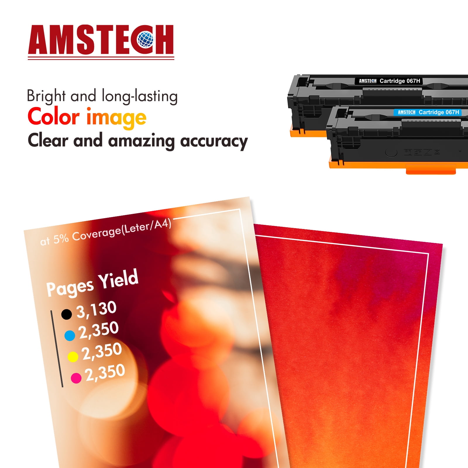 IAMSTECH Compatible for Canon 067H 067 CRG-067H Toner Cartidge Canon ImageCLASS MF656Cdw LBP632Cdw MF653Cdw LBP633Cdw MF654Cdw MF650 LBP630 High Yield Printer Ink 4-Pack (Black Cyan Yellow Magenta)