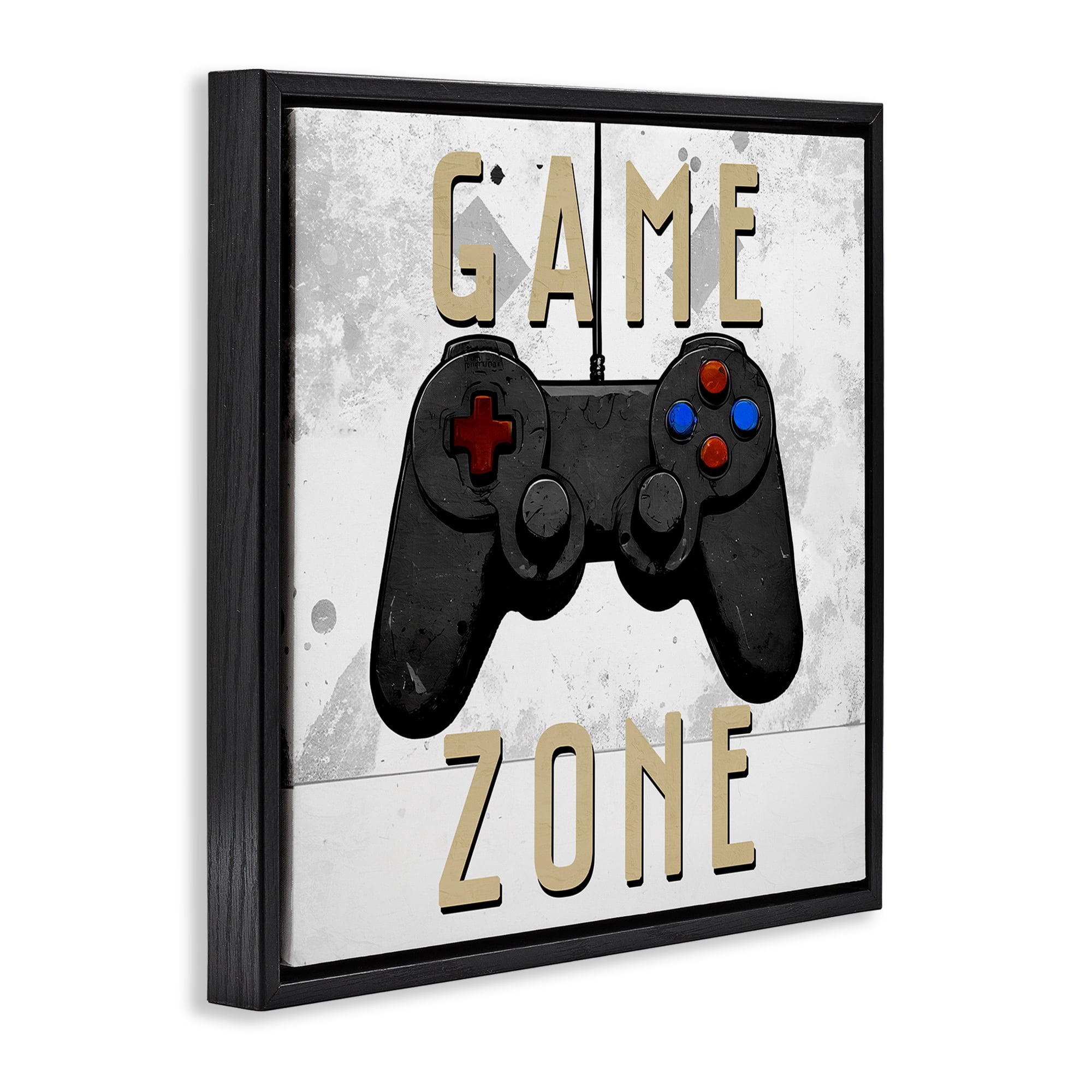 Stupell Industries Game Zone Control Black Framed Floater Canvas Wall Art, design by Kim Allen