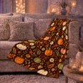 thumbnail image 6 of Embroidered Style Pumpkin Floral Flannel Blanket with Brown Autumn Leaves, Daisies, Red Berries, Cozy Throw for Office and Sunroom, Home Decor Gift for Fall Lovers, 6 of 9