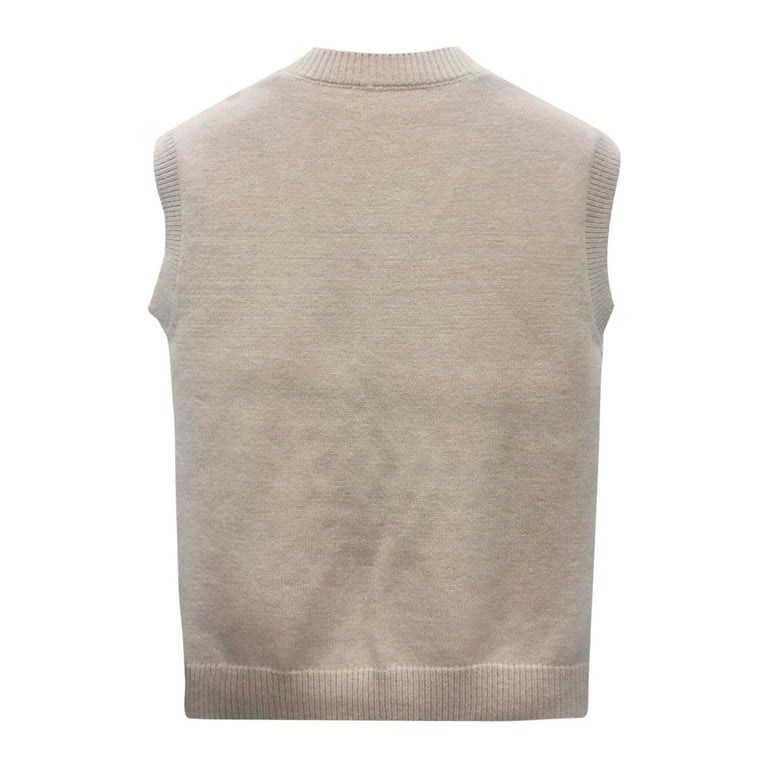 Ediodpoh Women's Preppy Style Knitwear Tank Top Sleeveless V-Neck Vintage  Sweater Vest Pullover Sweater for Women Khaki XXL
