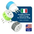 thumbnail image 4 of OREI Italy, Uruguay Power Plug Adapter with 2 USA Inputs - Travel 3 Pack - Type L (US-12A), 4 of 11