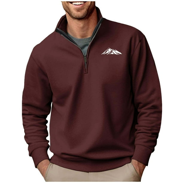 Blusa y camisa de manga larga con cuello alto para hombre, sudadera con capucha estampada, jersey deportivo con media cremallera, blusa de manga larga con cuello alto para hombre, blusa de poliéster